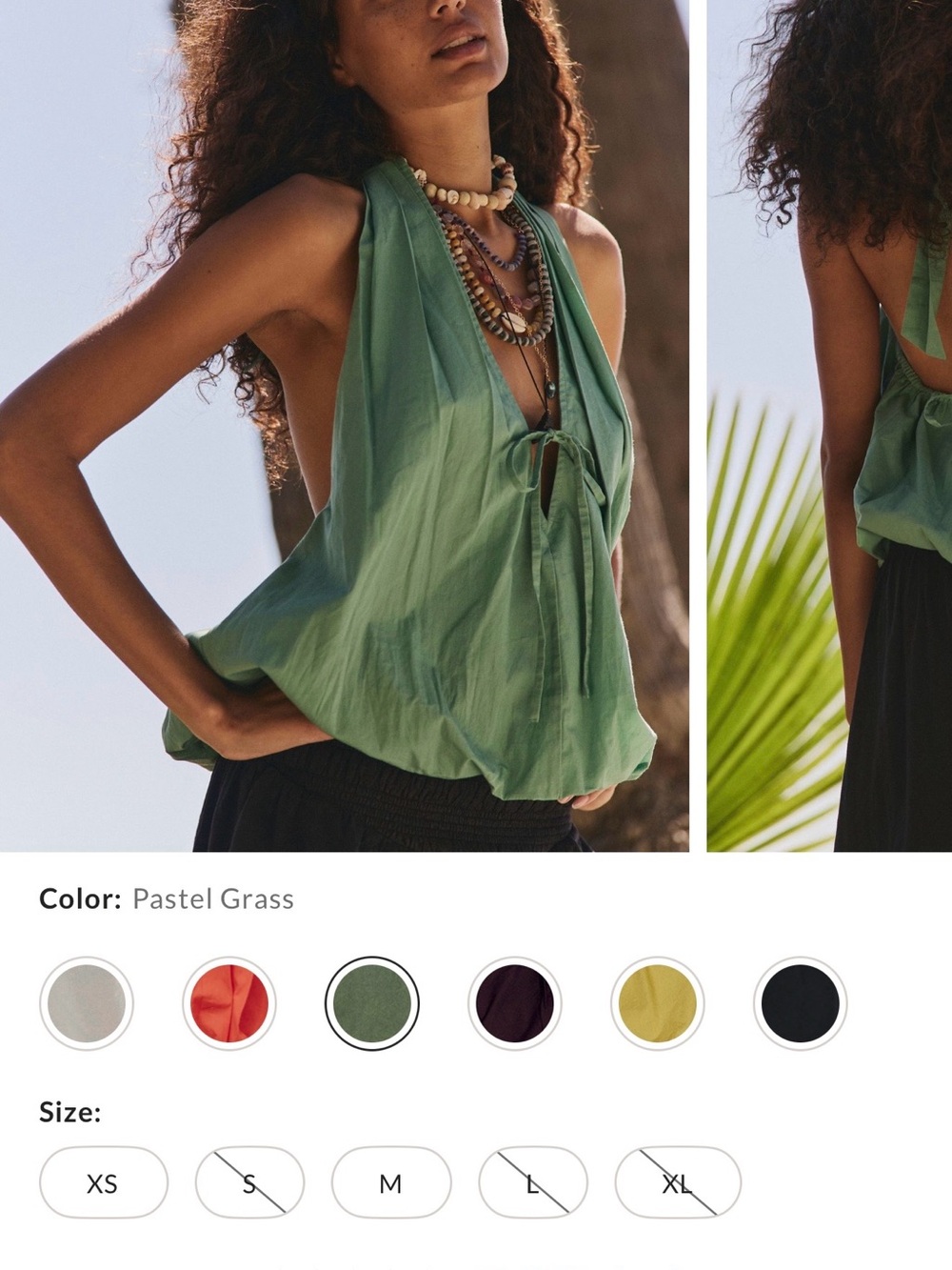 Free People Pastel Grass Halter Tie-Front Tank